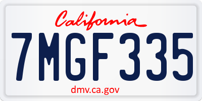CA license plate 7MGF335
