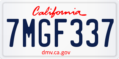 CA license plate 7MGF337