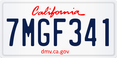 CA license plate 7MGF341