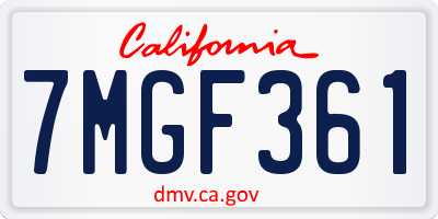 CA license plate 7MGF361