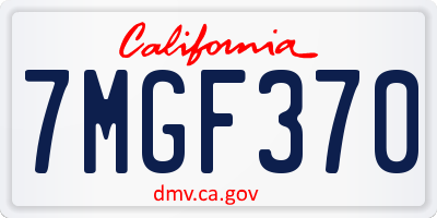 CA license plate 7MGF370