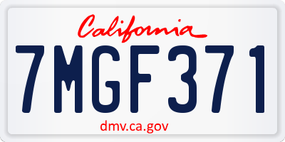CA license plate 7MGF371
