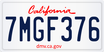 CA license plate 7MGF376