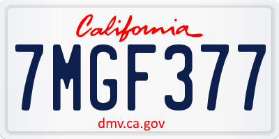 CA license plate 7MGF377