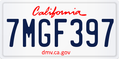 CA license plate 7MGF397