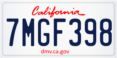 CA license plate 7MGF398