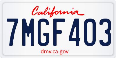 CA license plate 7MGF403