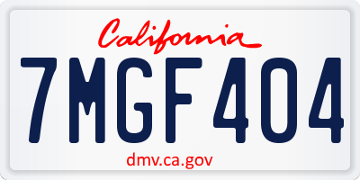 CA license plate 7MGF404