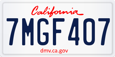 CA license plate 7MGF407