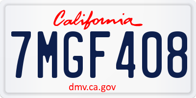 CA license plate 7MGF408