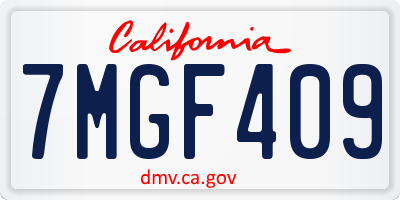 CA license plate 7MGF409