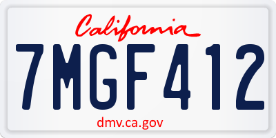 CA license plate 7MGF412