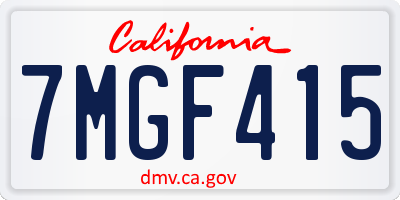 CA license plate 7MGF415