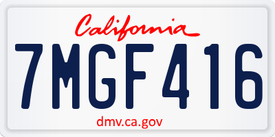 CA license plate 7MGF416
