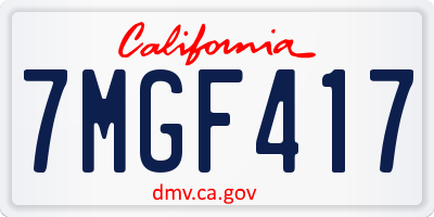 CA license plate 7MGF417