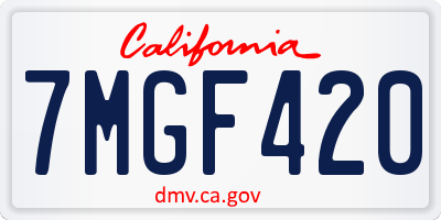 CA license plate 7MGF420