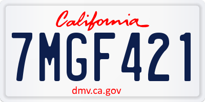 CA license plate 7MGF421