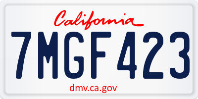 CA license plate 7MGF423
