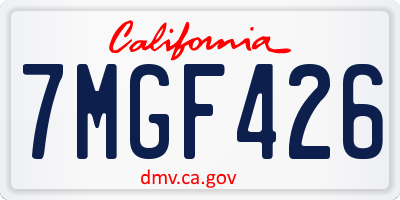 CA license plate 7MGF426