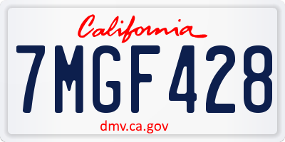 CA license plate 7MGF428