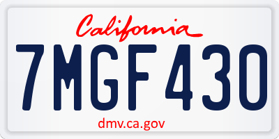 CA license plate 7MGF430
