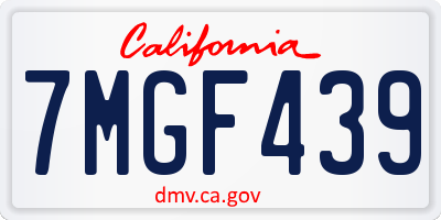 CA license plate 7MGF439