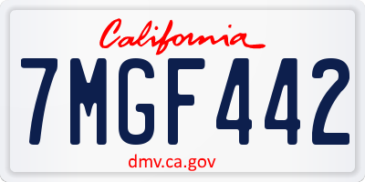 CA license plate 7MGF442