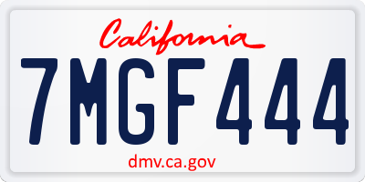 CA license plate 7MGF444
