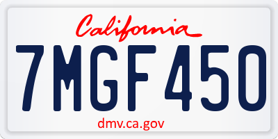 CA license plate 7MGF450