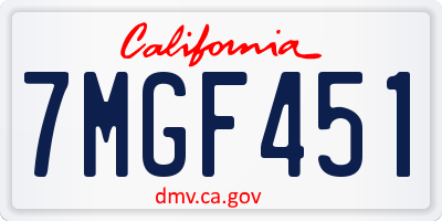 CA license plate 7MGF451