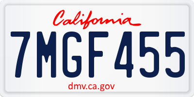 CA license plate 7MGF455