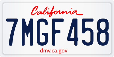 CA license plate 7MGF458