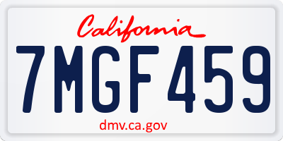CA license plate 7MGF459