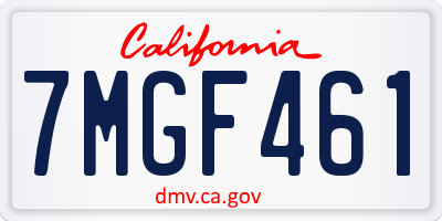 CA license plate 7MGF461