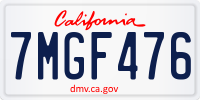 CA license plate 7MGF476