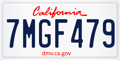 CA license plate 7MGF479