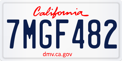 CA license plate 7MGF482