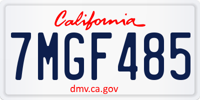 CA license plate 7MGF485