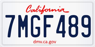 CA license plate 7MGF489