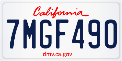 CA license plate 7MGF490