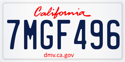 CA license plate 7MGF496