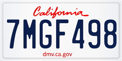 CA license plate 7MGF498