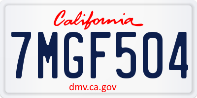 CA license plate 7MGF504