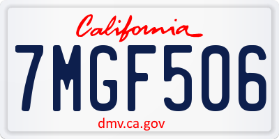CA license plate 7MGF506