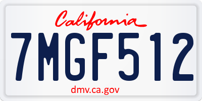 CA license plate 7MGF512
