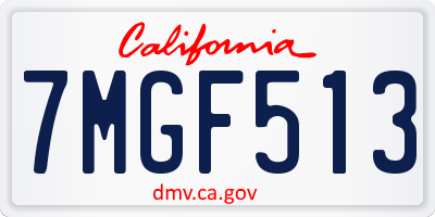 CA license plate 7MGF513