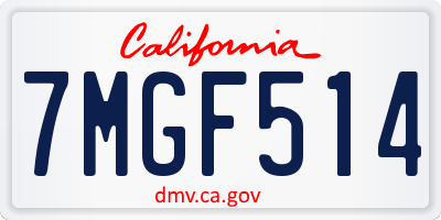 CA license plate 7MGF514