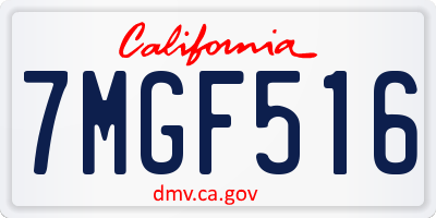 CA license plate 7MGF516