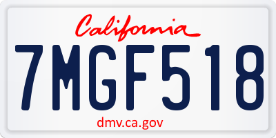 CA license plate 7MGF518