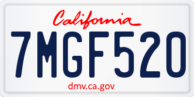 CA license plate 7MGF520
